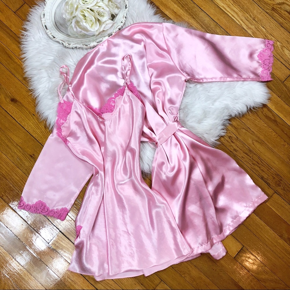 SOLD🌹Vtg Oscar de la Renta Silky Peignoir Set S🌹 - Picture 3 of 4
